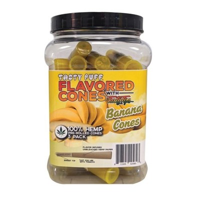 Tasty Puff Tasty Tips Flavored Cones Banana - 30ct Tub