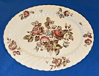 Johnson Brothers Devon Sprays Brown 12''x9½'' Oval Serving Platter Tray England