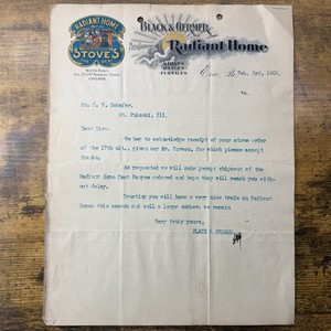 1902 Radiant Home Stoves Erie PA Letterhead Color Logo Graphic