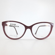 Jimmy Choo JC 231 Burgundy Gold Crystal Cat Eye Eyeglass Frames 54-16 Italy