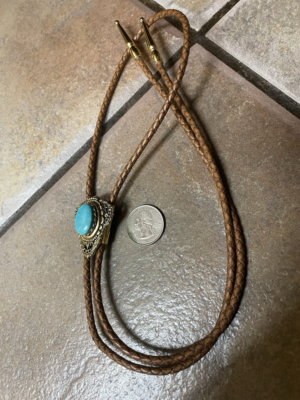 Bolo Tie With Nice Kingman Turquoise Stone Centerpiece
