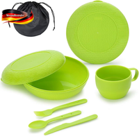 Camping Geschirr Set Mit SchüSsel Teller Tasse Gabel Messer LöFfel Platzsparend