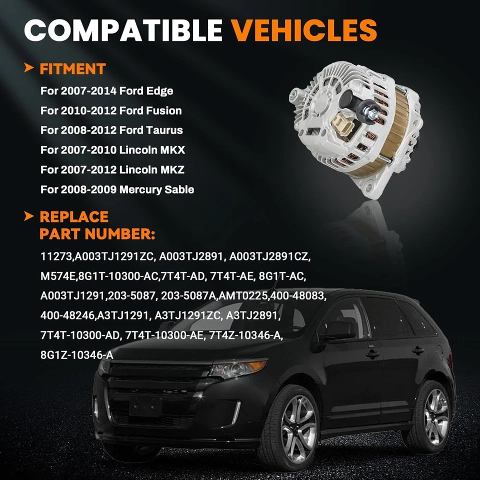 Alternator for 2007-2014 Ford Edge Fusion Taurus 2007-2012 Lincoln MKX MKZ 3.5L - Imagem 4 de 4