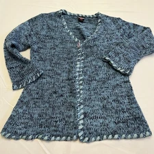 LEMO Cardigan blue Verigated Sweater Womens 1X