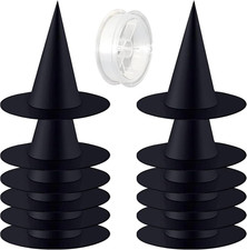 12 Pcs Halloween Witch Hats Hanging Decor Indoor, Black Floating Witches Hat wit