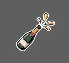Champagne Bottle Sticker Waterproof Decal Popping Party Celebration Gift NEW