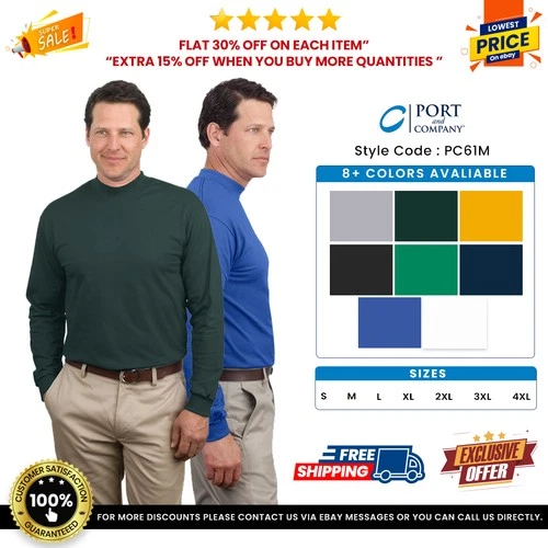 Port & Company PC61M Men's Long Sleeve Essential Mock Turtleneck T-Shirt - product listing photo