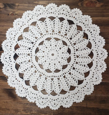 Lot of 2 Vintage Look Hand Crochet Round Coaster/Doily 100 Cotton Off-White 12"
