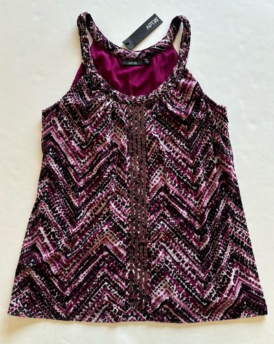 Apt. Top morado adornado sin mangas 9 para mujer mediano nuevo con etiquetas - Imagen 2 de 6