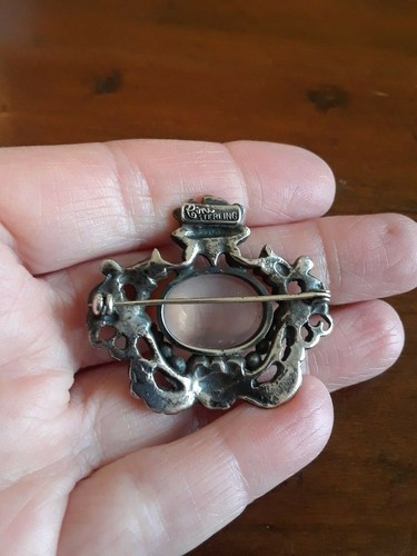 FABULOUS RARE VINTAGE STERLING SILVER CINI MOONSTONE PHOENIX SUN/MOON PIN BROOCH - Picture 4 of 6