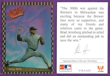 Nolan Ryan Rangers 1993 Triad WhatABurger Recollection Card - 300th Win