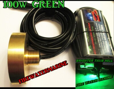 #ad #ad 12v 100W 8000 LUMEN GREEN GARBOARD LED BOAT DRAIN PLUG LIGHT UNDERWATER 3 4 1 2 $89.99