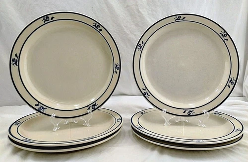 BRICK OVEN Stoneware Scandia Blue Tung Guan 10.5" Dinner Plate - Set of 3
