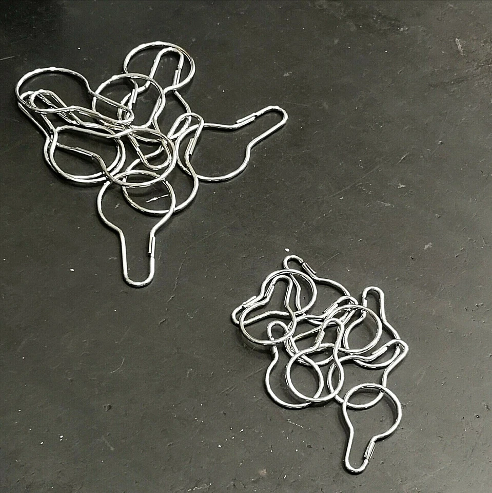 10 ANELLI GANCI TENDE DOCCIA ANTIRUGGINE OTTONE NICHELATO SOLE GRANDE- PICCOLO - Immagine 2 di 2