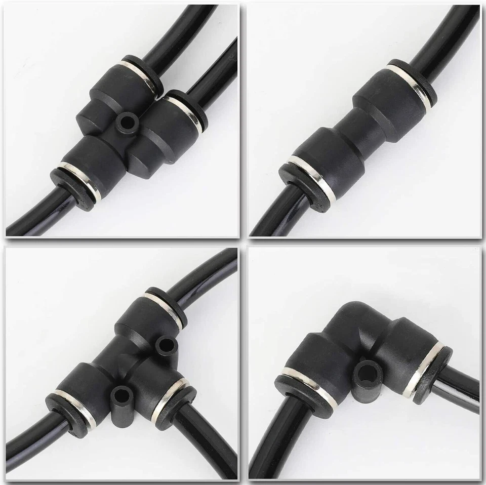 Push to Connect Nylon Air Line Fitting For 3/8" OD Quick Release Pneumatic 10Pcs - Image 2 of 4