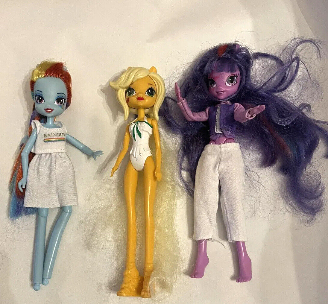 My Little Pony Equestria Girls purple yellow blue Lot of 3 Hasbro 9” Dolls