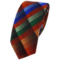 Schmale Tigertie Designer Krawatte Orange Blau GrüN Braun Kariert - Binder Tie