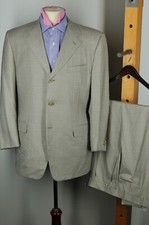 Canali Proposta Men's Gray  Brown Windowpane All Season Wool Suit 42R 42 Reg