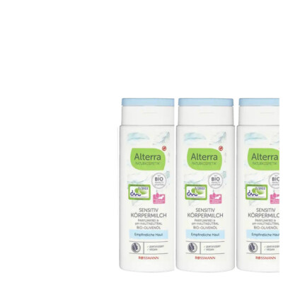 3x250ml Alterra Naturkosmetik Körpermilch senstiv Olivenöl Allergiker