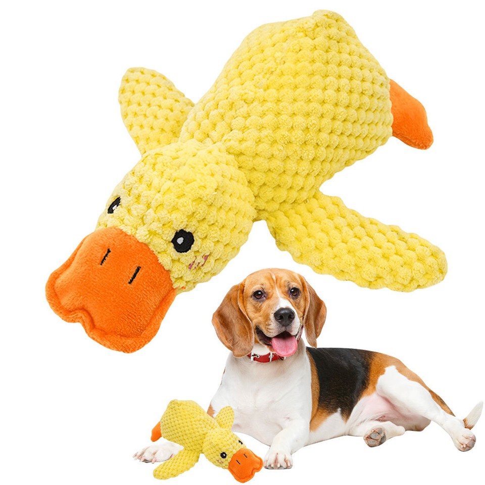Dog Calming Duck Pet Plush Toy with Quacking Sound Stuffed Duck Toys
