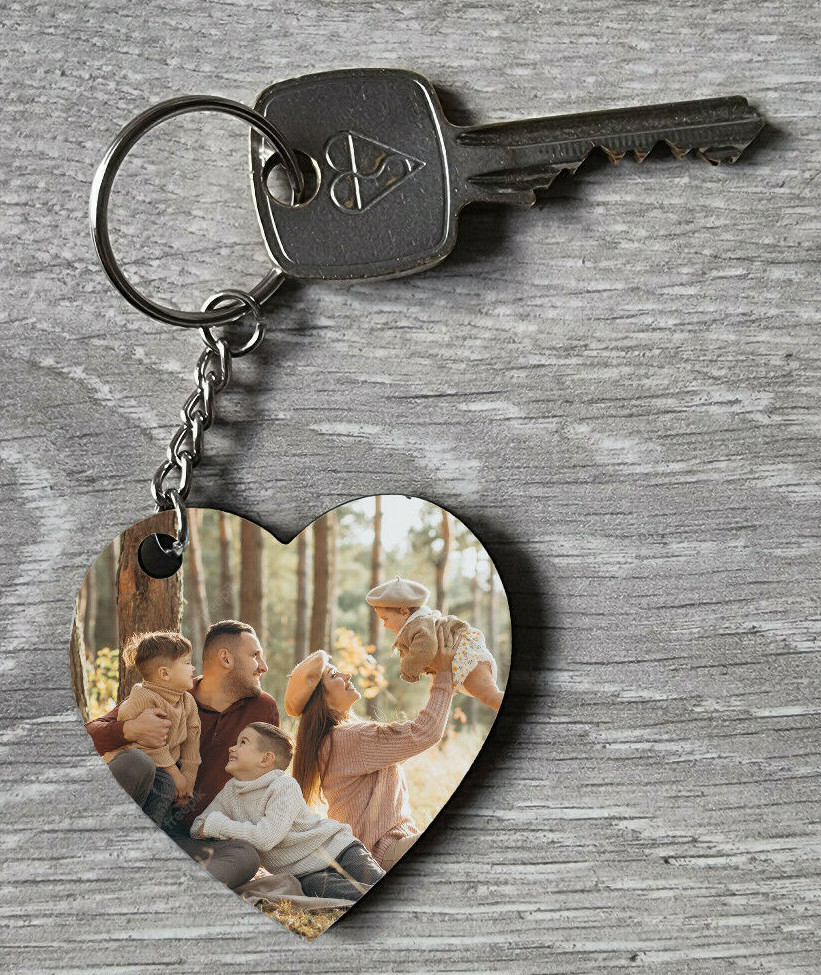 Picture Keychain Heart Shape Photo Frame Key Ring Blanks - Main Image