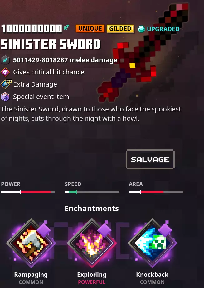 Minecraft Dungeons - Sinister Sword Unique Gilded (Xbox)(PS4)(Switch)(PC)