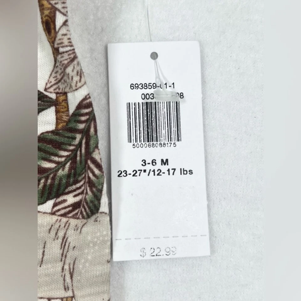 ANTIGUO AZUL MARINO NUEVO CON ETIQUETAS Bebé Niña Selva Safari Jirafa Mameluco 3-6m Estampado Animal África Foto 3 de 4