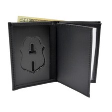 Cartera empotrada doble identificación de cuero para hombre con insignia de policía de la Reserva Federal ajuste perfecto
