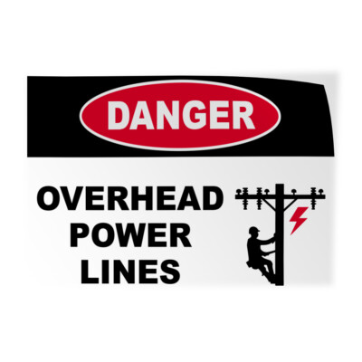 Horizontal Vinyl Stickers Danger Overhead Power Lines B Hazard Labels Safety