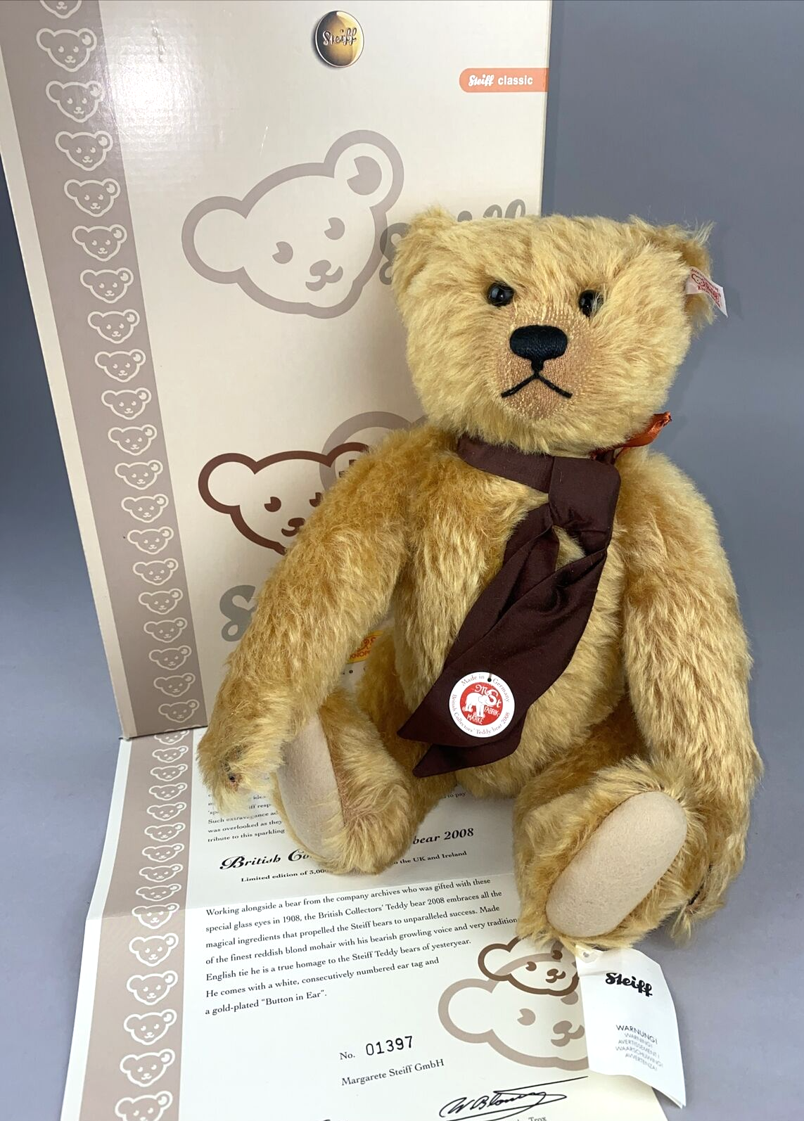 Steiff British Collectors' Teddy Bear 2008 Ltd Ed. Bear 38cm, Red-Blond #662966