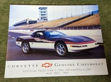 1995 Corvette Official Pace Car 79th Indianapolis 500  Specifications Card Flyer
