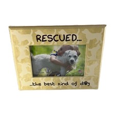 "RESCUED... the best kind of dog" 4x6 horizontal picture frame NEW SEALED