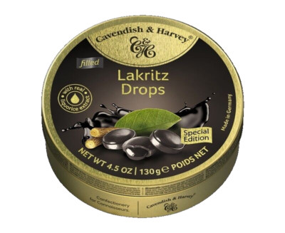 Cavendish & Harvey Lakritz Drops - Gefüllte Lakritzbonbons 130g kräftiges Aroma