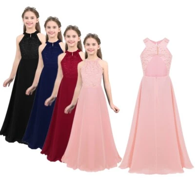 FEESHOW Mädchen Prinzessin Kleid Blumenmädchenkleid Abschlussballkleid Abendkleid Lang