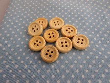 13mm Round Antique White Coloured Wooden Buttons 4 Hole  Packs of 10, 20, 50,100