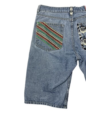 Coogi Shorts 40 Meas 38 Blue Denim Embroidered VTG Y2K Baggy Hip