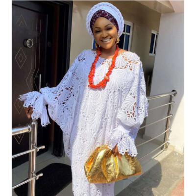 White Lace Kaftan African Women Long Dress Dashiki Robe Cocktail Party Gown  Prom | eBay