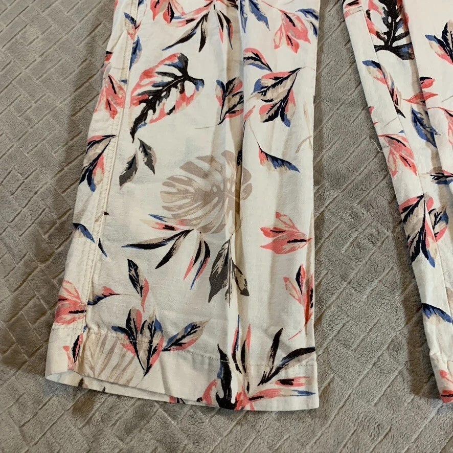 Briggs Womens Small Linen Blend Casual Pants Floral Flare Wide Leg Lightweight - Image 3 of 4