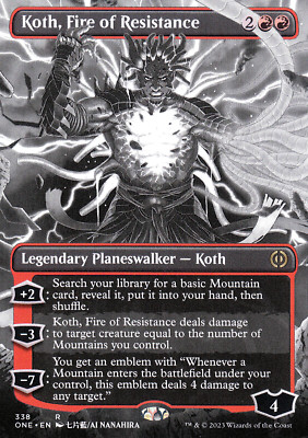 Koth, Fire of Resistance V.1 Borderless Phyrexia: All Will Be One MTG