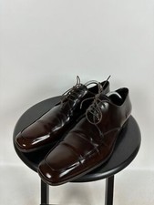 Men's Prada Brown Patent Leather Laceup Derby Business Shoes Size 9.5 UK,10.5 US