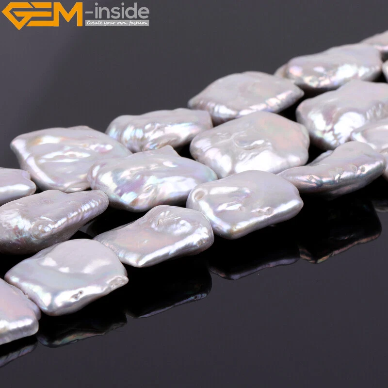 Cuentas de perlas nucleares Biwa cuadradas rectangulares genuinas para hacer joyas hilo 15" Foto 4 de 4