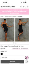 Pretty Little Thing Black Strappy Mesh Insert Ruched Midi Dress size 2