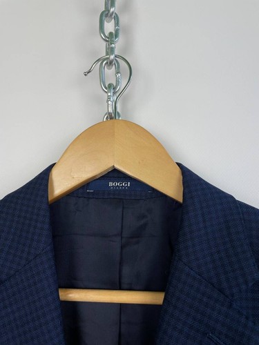 Blazer lana a quadri Boggi Milano blu taglia 46 - Foto 3 di 8