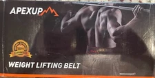 APEXUP WEIGHT LIFTING BELT BLACK 4" WIDE LEATHER 1/4" THICK REINFORCED STITCHING