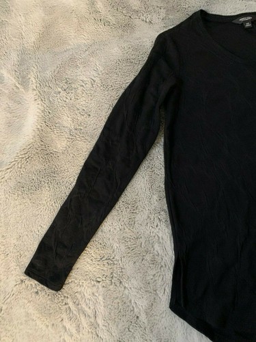 Simply Vera Vera Wang Size XS Round Neck Women's Long Sleeve Tunic Sweater Black - Picture 3 of 10