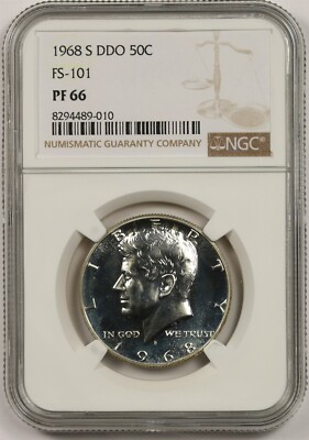 1968-S 50C NGC PF 66 (FS-101 DDO) Kennedy Silver Half Dollar | eBay
