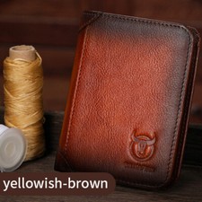 Men Leather Wallet Coin Purse Cowhide Father Love RFID Blocking ID Card Holder J