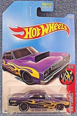 2017 Hot Wheels #160 HW Flames 8/10 '68 DODGE DART Purple w/Black
