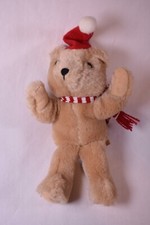 Russ Santa Bear Russ Berrie Christmas Plush w/ hat scarf 7 inches tall