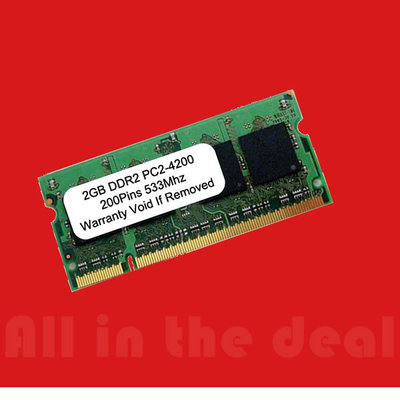 2GB PC2-4200 SODIMM DDR2 NON-ECC 533MHz 533 MHz DDR-2 200 pins Ram Memory 